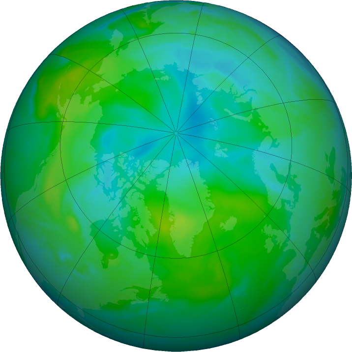 Arctic ozone map for 08 August 2020